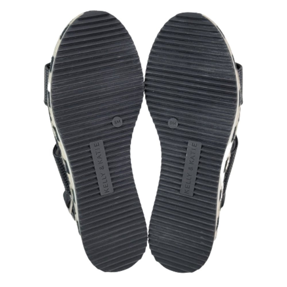 Kelly & Katie Poliana Espadrille Black White Platform Wedge Sandal Shoes Sz 8 - Picture 11 of 12